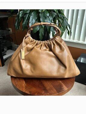 GUCCI Jackie Leather Tote Bag Cognac Tan RARE